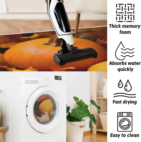 Vista 5 de cfpolar Pumpkin Maple Leaves Bathroom Rugs Non-Slip Bath Rug Microfiber Bath Mat Absorbent Kitchen Mats and Rugs Machine Washable Oval Plush Floor