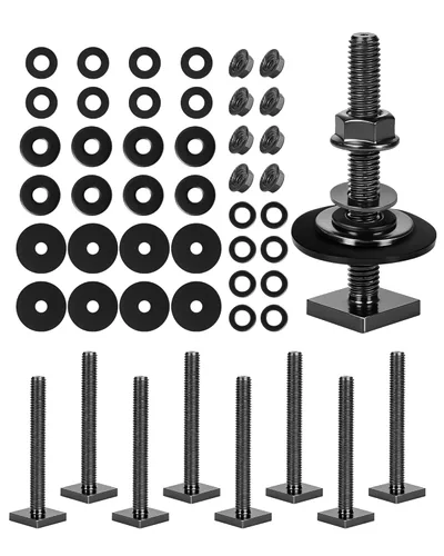 Vista 8 de Pernos de ranura en T para barras transversales de techo, plataforma, cesta de carga, adaptador de perno de riel en T cuadrado de acero inoxidable