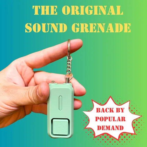 Vista 8 de Sound Grenade by BASU® - Alarma personal de 130 db para acampar y senderismo, Tripwire, oso, alarma perimetral (original, verde)
