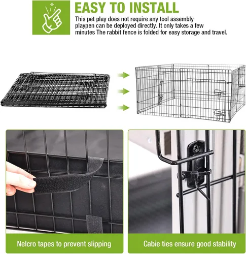Vista 6 de GUTINNEEN Jaula para Mascotas de Conejo Correr Extensión Interior Pequeño Corral para Animales (Solo Corral)