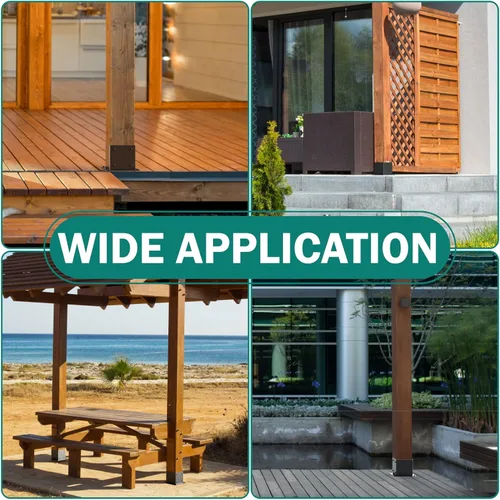 Vista 7 de 4 soportes de poste de 4 x 4 pulgadas (real 3.6 x 3.6 pulgadas) para postes de vallas de madera, soportes de pérgola resistentes para barandilla