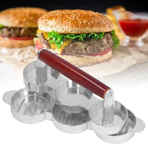 Vista 4 de Mini prensa de hamburguesas, prensa de hamburguesa de forma redonda Patty Maker para picnic para barbacoa