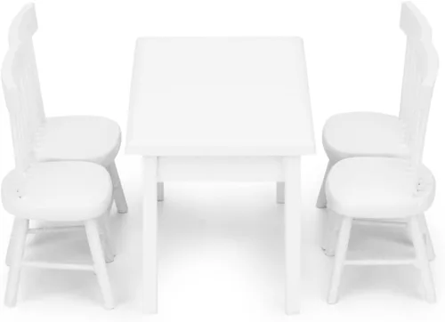 Vista 5 de Juego de mesa y silla de comedor en miniatura para casa de muñecas 1 12 escala muebles de madera modelo 5 piezas casa mini accesorios de decoración