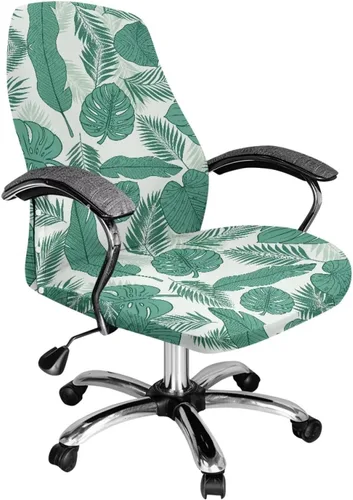 Vista 39 de Green Leaf - Fundas para sillas de oficina en casa, fundas elásticas para sillas de escritorio de computadora, respaldo alto, universales, fundas