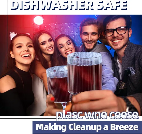 Vista 3 de Copas Cálices de Vino de Plástico – Copas de Vino Acrílicas de 12 onzas Origami Irrompibles Vasos de Cóctel de Plástico Transparente Reciclables