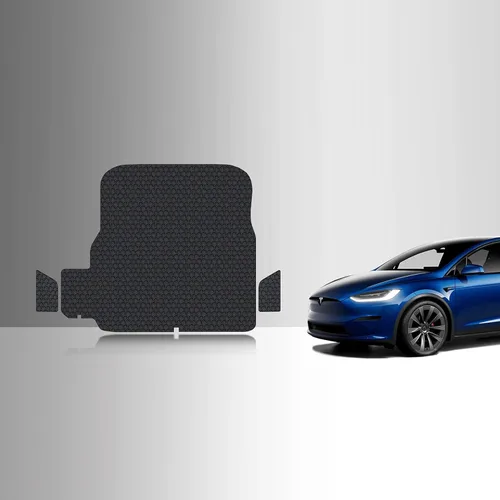 Vista 13 de TOUGHPRO Accesorios para alfombrillas de piso de 1ª + 2ª + 3ª fila para Tesla Model X de 6 plazas, resistente para todo tipo de clima, goma negra