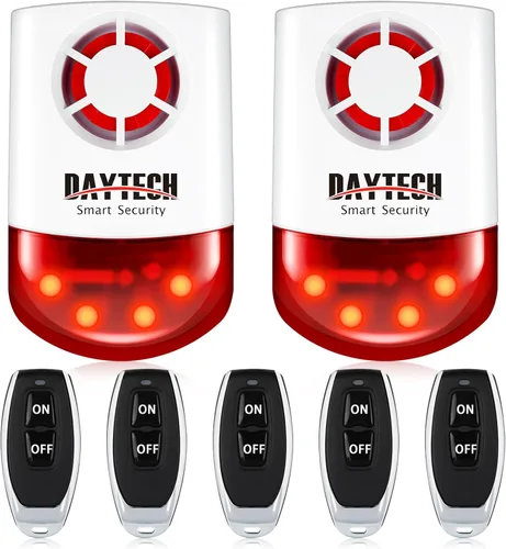 Vista 11 de Daytech Sistema de alarma de seguridad inalámbrico con sirena estroboscópica, botones de pánico y alerta SOS para el hogar, tiendas minoristas