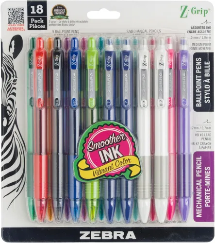 Vista 23 de Zebra Pen Bolígrafo retráctil con agarre en Z, punta mediana, 1.0 mm, tinta azul - 24 piezas (el embalaje puede variar)