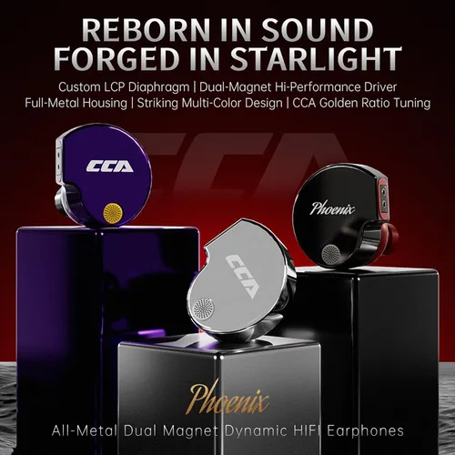 Vista 2 de CCA Phoenix Auriculares de Monitoreo Intrauditivos – Controlador Dinámico de Doble Imán IEM con Sonido Claro HiFi y Graves Profundos, Auriculares