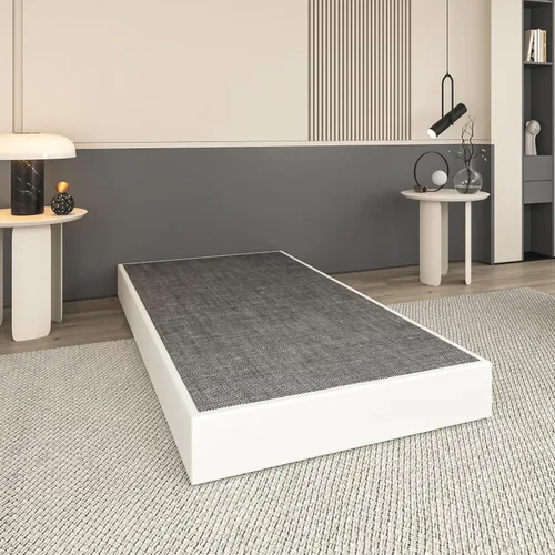 Vista 3 de Base de cama con somier individual de 7 pulgadas, base de colchón individual de metal para uso pesado con cubierta de tela, fácil montaje