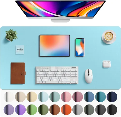 Vista 49 de Aothia - Protector de escritorio de cuero sintético impermeable y antideslizante para laptop, escritura y mouse, para oficina y hogar, 23.6 x 13.7