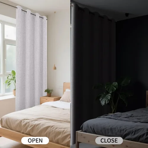 Vista 55 de CUCRAF - Juego de 2 paneles de cortinas de ventana con oscurecimiento total del 100%, de 54 pulgadas de largo, con aspecto de lino falso, cortinas