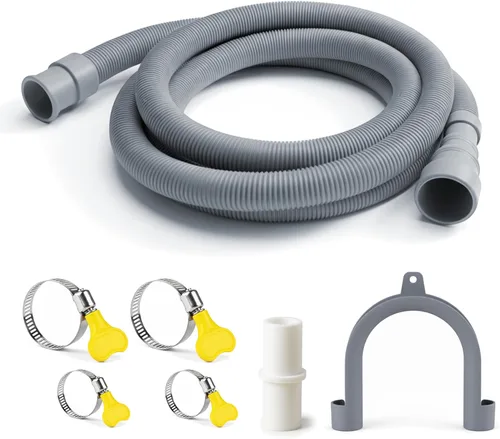Manguera de drenaje universal para lavadora de 6.5 pies flexible y corrugada - Reemplazo para lavaplatos y lavadora, con 4 abrazaderas, 1 adaptador