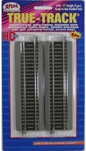 Vista 2 de True-Track sección recta de 6 pulgadas (4) trenes de escala HO Atlas