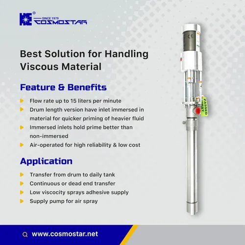 Vista 9 de COSMOSTAR Bomba de pistón neumática de 2.5 pulgadas 2:1 para tambor de 55 galones de aceite de embalaje de teflón bombas de transferencia química