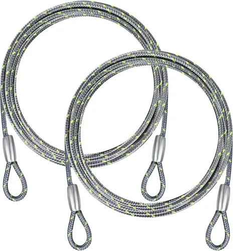 Vista 10 de Cable de seguridad de acero de 0.13 pulgadas 4/6/10/15 pies de longitud, cable de cuerda para bicicleta, cable de acero inoxidable con bucles