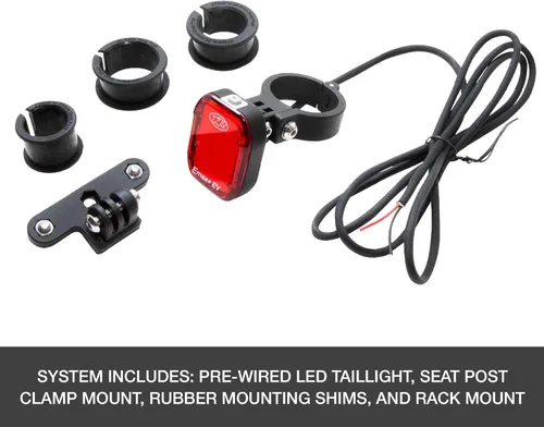 Vista 4 de NiteRider Luz trasera Emax+ 150 E-Bike – Luz trasera de bicicleta eléctrica de 150 lúmenes, 6 modos de flash/constante, cableado a batería