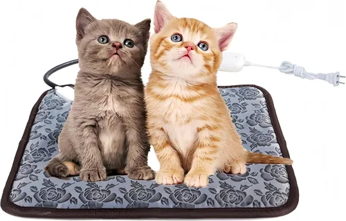 Almohadilla térmica eléctrica para mascotas para perros y gatos con cable de acero antimordeduras, impermeable, ajustable, tapete de cama cálida