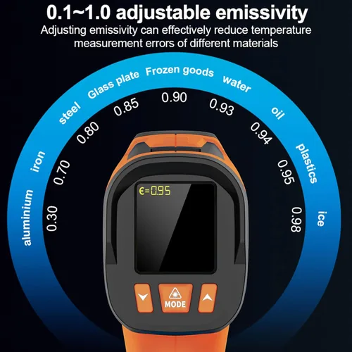 Vista 4 de Termómetro infrarrojo TEMIRUP de 40 ℉ a 1922 ℉ con sonda de termopar, termómetro de alta temperatura pirómetro 30:1 para horno de cocina, motor