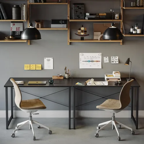 Vista 39 de CubiCubi Escritorio para computadora de 32 pulgadas, mesa de estudio para oficina en casa, escritorio de PC de estilo moderno y simple, marco