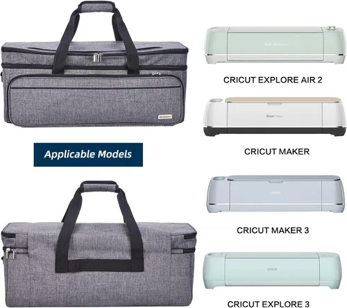 Vista 5 de NICOGENA Estuche de transporte de doble capa con bolsillo para tapete para Cricut Maker 4, Explore 4, múltiples compartimentos frontales grandes