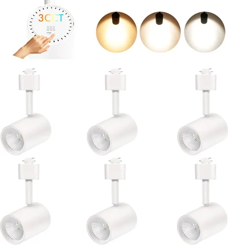 Vista 7 de CLOUDY BAY Cabezales de iluminación LED de pista, 3000 K/4000 K/5000 K seleccionables, regulables 8 W, CRI90+ con ángulo de inclinación ajustable