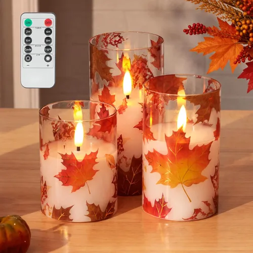 Vista 10 de JOIONE Hummingbird Flameless Glass Candles, 3 Pack Floral LED with Remote