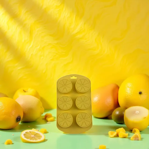 Vista 2 de Moldes de silicona en forma de fruta, molde de fondant de limón 3D, molde de chocolate para hornear, galletas, azúcar, para pastel, magdalena