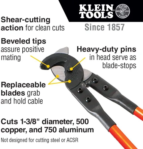 Vista 3 de Klein Tools Cortadores de cables (63041) y cortadores de cables utilitarios (63035)