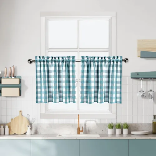 Vista 27 de Cortinas de cocina de 24 pulgadas Niveles Negro Blanco