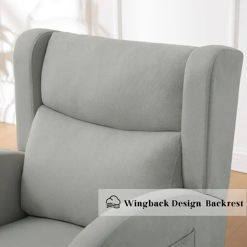 Vista 6 de Mecedoras para guardería, mecedoras tapizadas, mecedoras deslizantes para sala de estar, dormitorio, cómoda silla mecedora de lino con respaldo