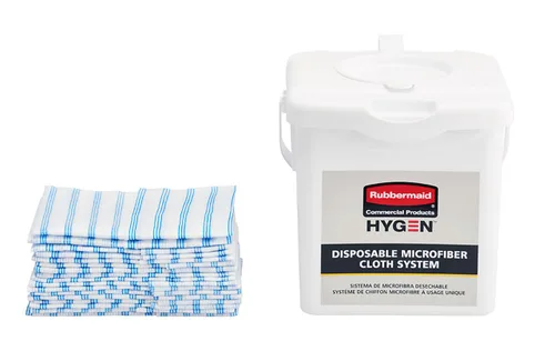 Vista 3 de Rubbermaid Commercial Products HYGEN - Paño de microfibra desechable, 12 x 12 pulgadas, color azul, trapo multiusos de un solo uso para limpieza