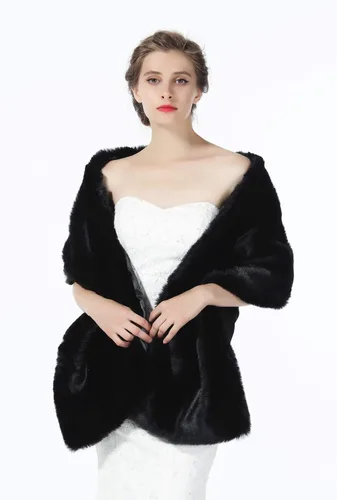 Vista 3 de Chal de piel sintética para bodas, mujeres, estola de novia, cubierta de invierno para damas de honor