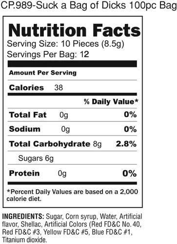 Vista 3 de Suck A Bag of Dicks - Caramelos en forma de pecker para adultos - Dile que lo chupen! - 100 piezas - 3 onzas
