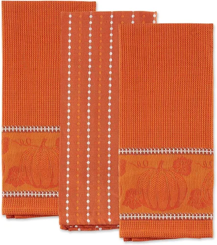 Vista 2 de DII Fall Harvest - Juego de toallas de cocina, naranja quemado, 18 x 28 pulgadas, 3 piezas Burnt orange