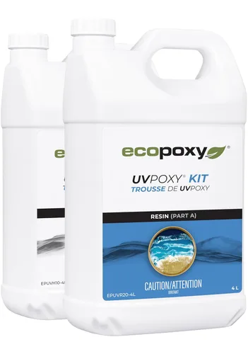 Vista 12 de EcoPoxy UVPoxy - Kit de resina epoxi para recubrimiento de superficies de mesa y arte – 16.91 onzas líquidas / 0.5 litros: curado rápido, resistente
