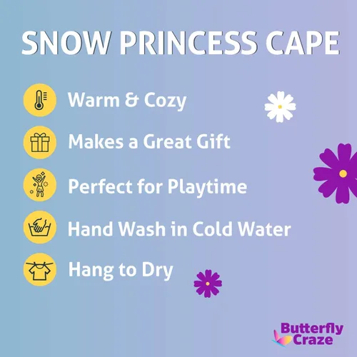 Vista 9 de Butterfly Craze Snow Princess Kids Cape with Hood Childrens Warm Winter Wrap Shawl Ice Blue Cape Only
