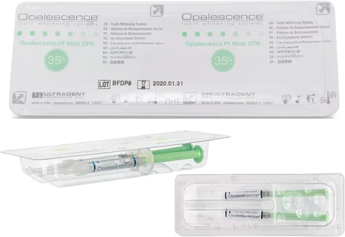 Vista 8 de Opalescence 35% CP Mint - Jeringas de gel para blanquear los dientes - Kit de recarga (4 jeringas) Gel de peróxido de carbamida. Fabricado por