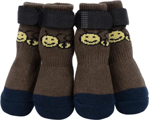 Vista 8 de PETLOFT Calcetines antideslizantes para perro, 4 piezas calcetines antideslizantes para interiores con correa de cierre desmontable ajustable