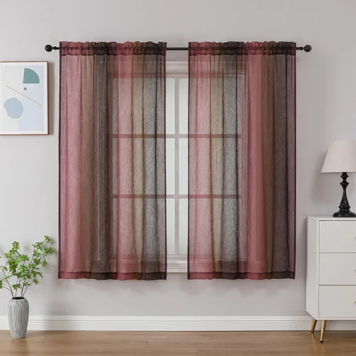 Vista 20 de OWENIE Cortinas transparentes degradadas para dormitorio, sala de estar, 96 Morado y dorado