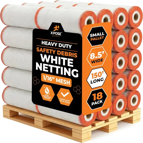 Vista 62 de Xpose Safety Red de seguridad para construcción de Xpose Safety - Rollo de material temporal de 150 pies, malla de 1/4" para cerca de andamio