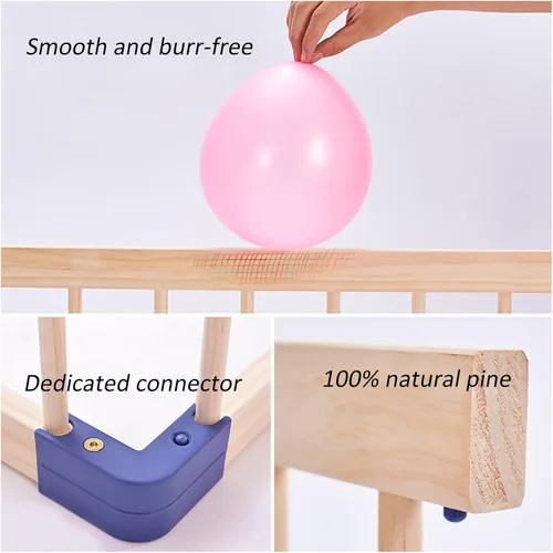 Vista 3 de Jolan Corralito de madera para bebés, valla de centro de actividades de seguridad para niños pequeños, corrales anticaídas para interiores