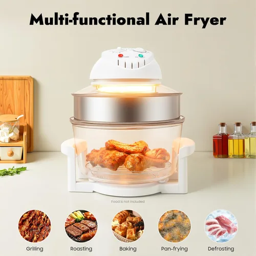 Vista 6 de Freidora de aire turbo de vidrio extra grande de 17.96 cuartos de galón, freidora aireada visible de 360° con anillo de expansión, horno eléctrico