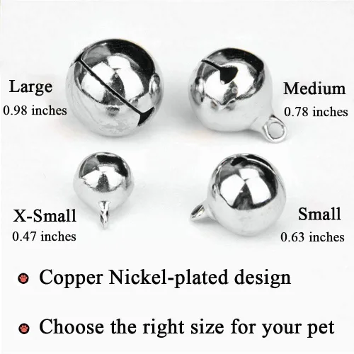 Vista 3 de 4 juegos de campanas de gato para collar de perro, accesorios colgantes de entrenamiento para mascotas con 2 clips de acero inoxidable para placa