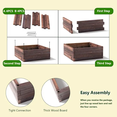 Vista 5 de Giantex - Macetero elevado para jardín, caja de plantación, macetero para flores y verduras de exteriores para patios y jardines