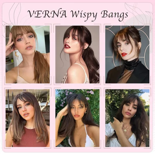 Vista 6 de VERNA Flequillo de cabello humano real, flequillo falso con clip, extensiones de cabello humano rubio con clip, clip de cabello humano con flequillo