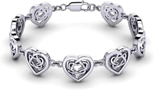 Vista 6 de US Jewels Pulsera de plata de ley 925 con nudos celtas y corazones