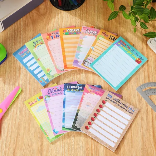 Vista 4 de 12 piezas de conjuntos de regalo de libretas de agradecimiento para maestros, libretas rayadas, libretas de lista de tareas para maestros, libretas