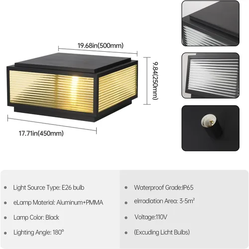 Vista 7 de SLAWA Tapas de poste al aire libre Luces de poste de aluminio fundido Accesorio de iluminación de linterna de poste exterior con base E26 Tapas