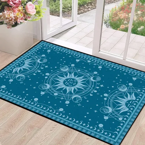 Vista 12 de Alfombra de Sol y Luna Boho Alfombras de Área Celestiales para Dormitorio Residencia Universitaria Sala de Estar Bohemia Oculta Creciente Solar